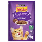 Purina Friskies Beef Chunks in Gravy Wet Cat Food Pouch 85g